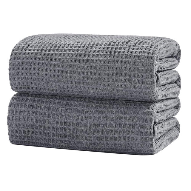 XIQ 40x80 Inch Oversized Bath Sheets Towels for Adults Waffle Weave Microfiber Extra Large Bath Towels for Bathroom(Dark Grey, 2PCS)