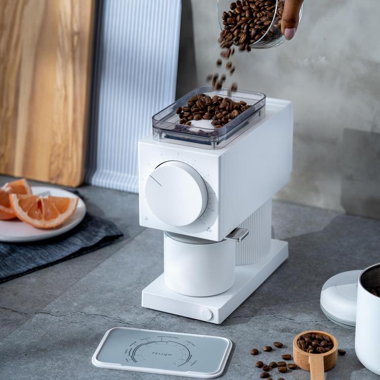 Fellow Coffee Grinder - Matte White Burr Coffee Bean Grinder Electric With  31 Settings for Drip, French Press & Cold Brew