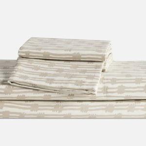 Luxe Sateen Core Sheet Set | Burst Stripe Cream and Pebble, Queen