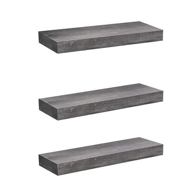 Sorbus Rustic Wood Hanging Rectangle Wall Shelves Gray