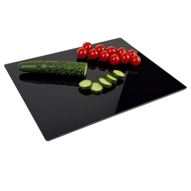 Tempered Glass Cutting Board for Kitchen, Black Cutting Board for Countertop, Dishwasher Safe, Scratch Resistant, Heat Resistant, Shatter Resistant (16"x12")