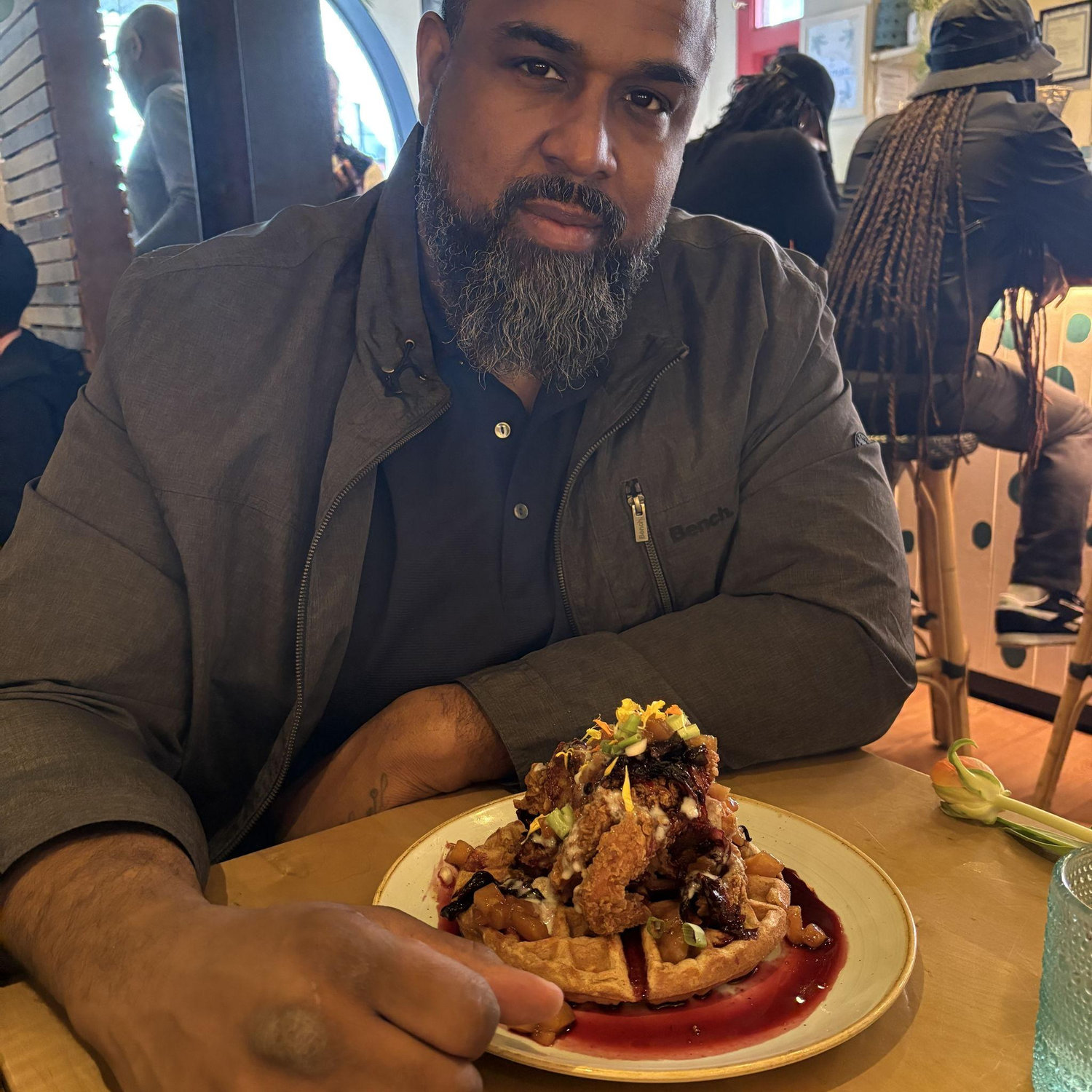 He loves waffles and chicken