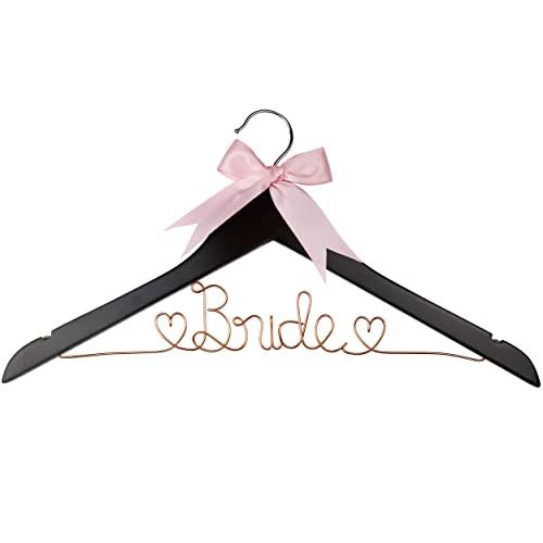 Bride to Be Wedding Dress Hanger, Hanger with Bride Wire for Wedding Gown in Anatto, White Wood, and Natural Wood, Perfect Gift for Bride on her wedding or Bridal Shower! (Anatto Wood Rose Gold Wire)