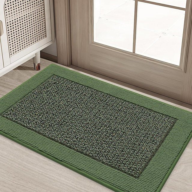 BEQHAUSE Indoor Door Mat 20" x 32", Dirt Trapper Door Mats Non-Slip Entryway Rugs Washable, Resist Dirt Absorbent Welcome Mat, Low Profile Floor Mats for Front Back Door and Entryway, Green