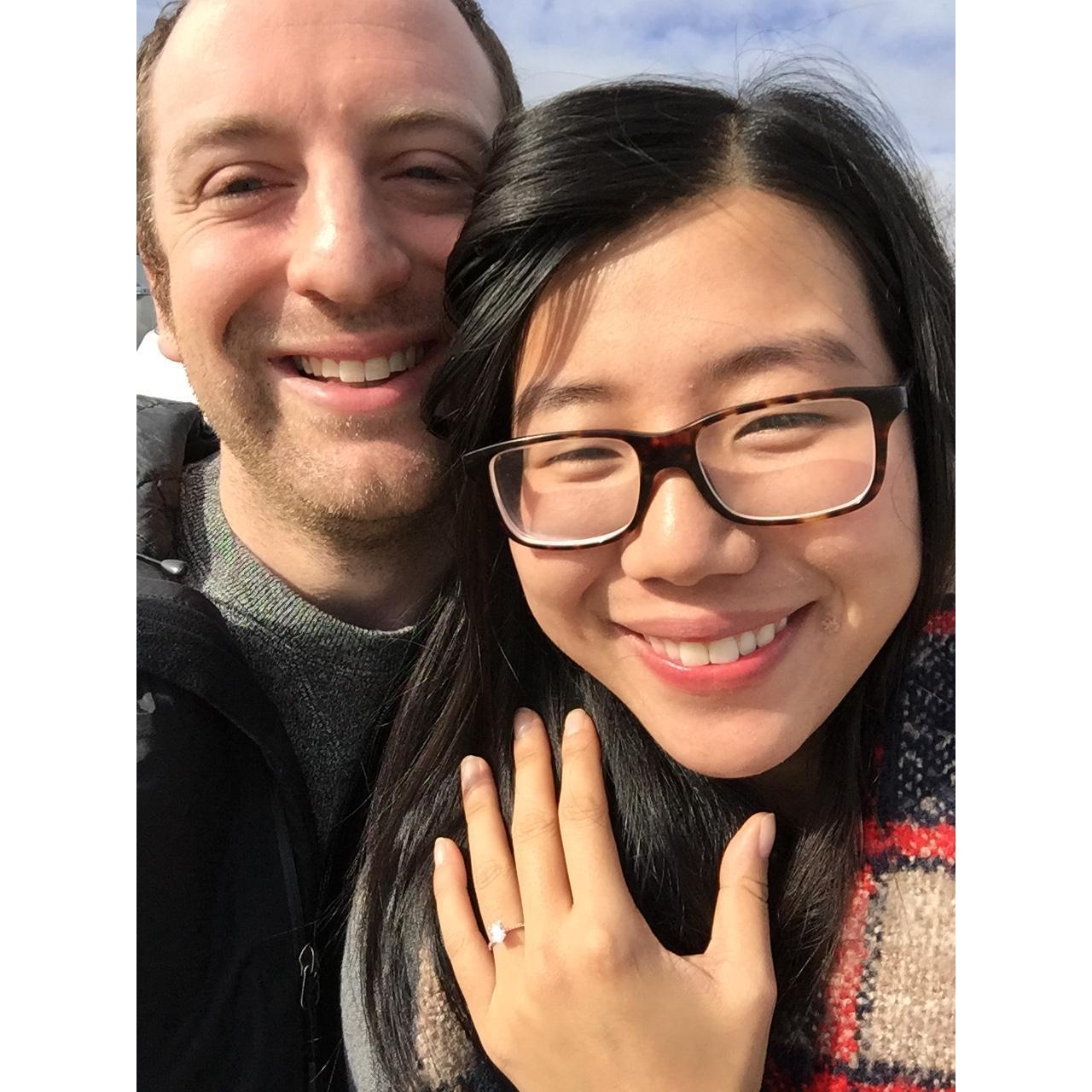 The day of our engagement when Mei Ling said "I do!" at Compo Beach in Westport, CT