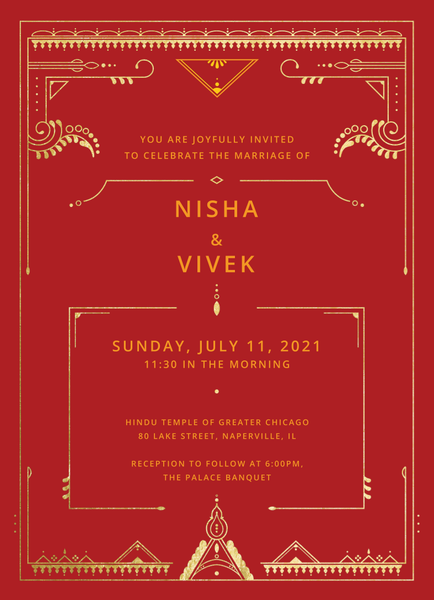 Sona Portrait Foil | Red | Zola Wedding Invitations