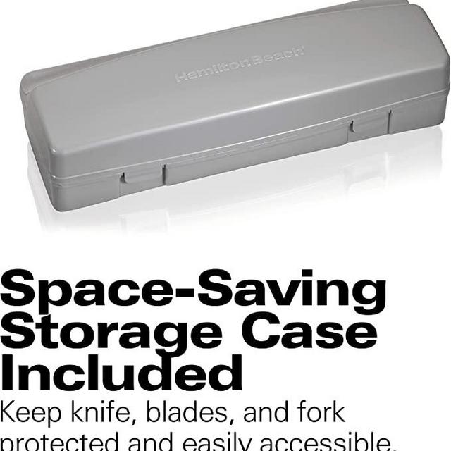 Hamilton Beach Electric Knife for Carving Meats, Poultry, Bread, Crafting Foam & More, Storage Case & Serving Fork Included, White