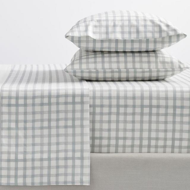 Gray Kipton Plaid Organic Cotton Sheet Set, King