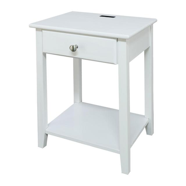 Night Owl Nightstand with USB Port White - Flora Home