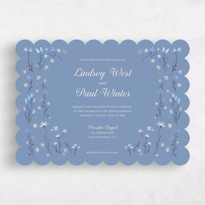 Blue Scalloped Wedding Invitation - Harebell Landscape