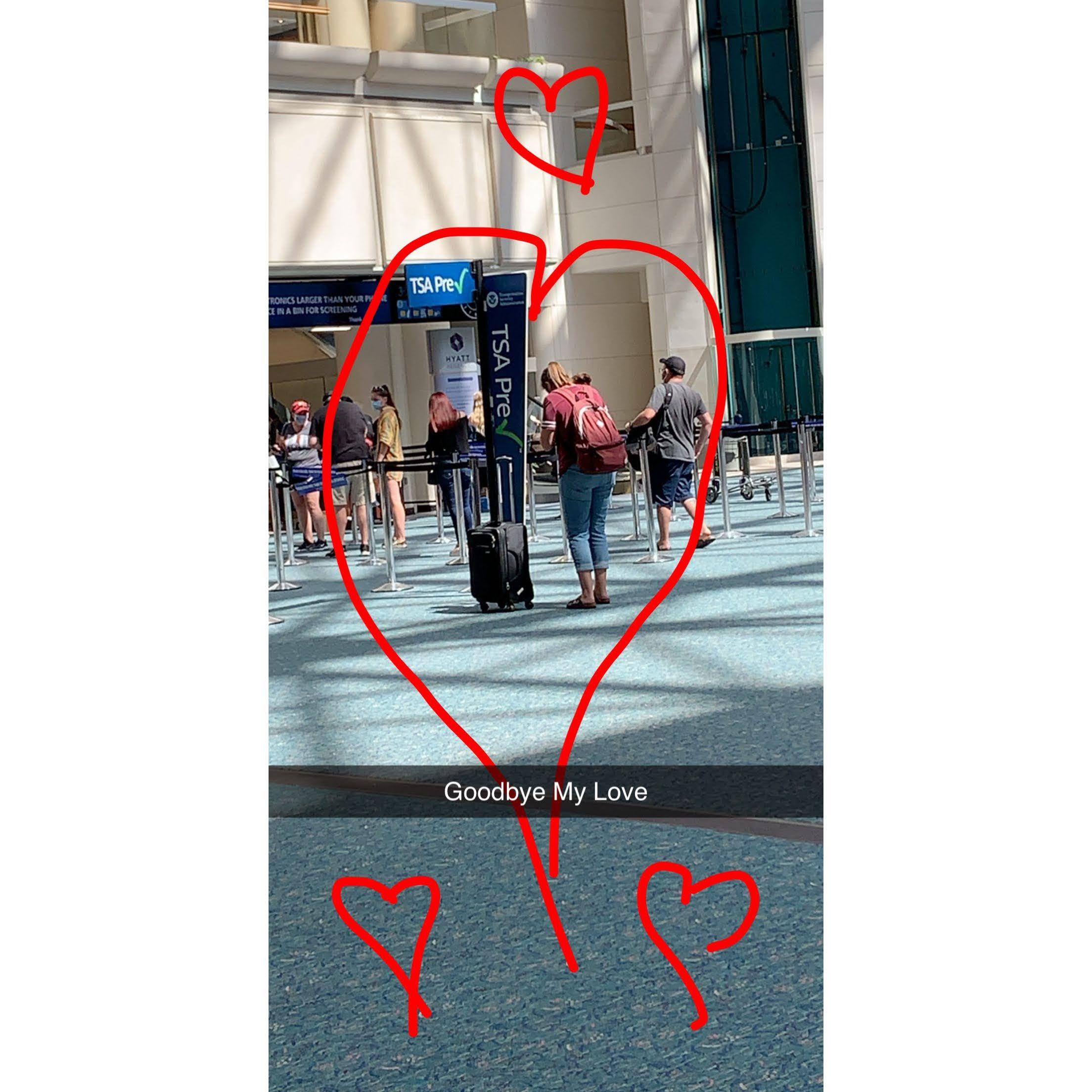 The first time being apart for a few months and saying "I love you".