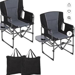 Camping Chairs (2) Black & Grey