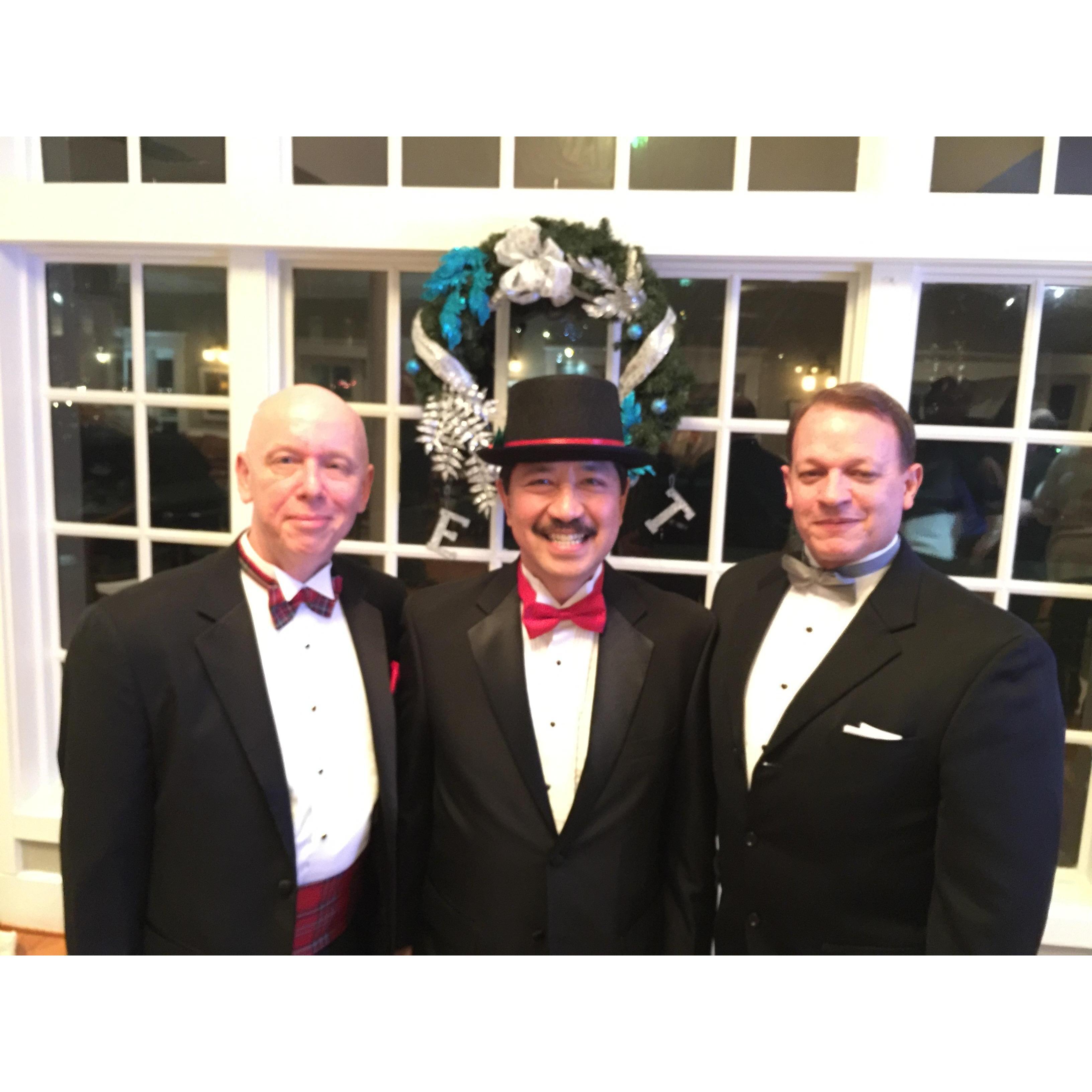2015 CERT holiday party with Greg, Best Man Ken Ow, and David Steele, December, 2015
