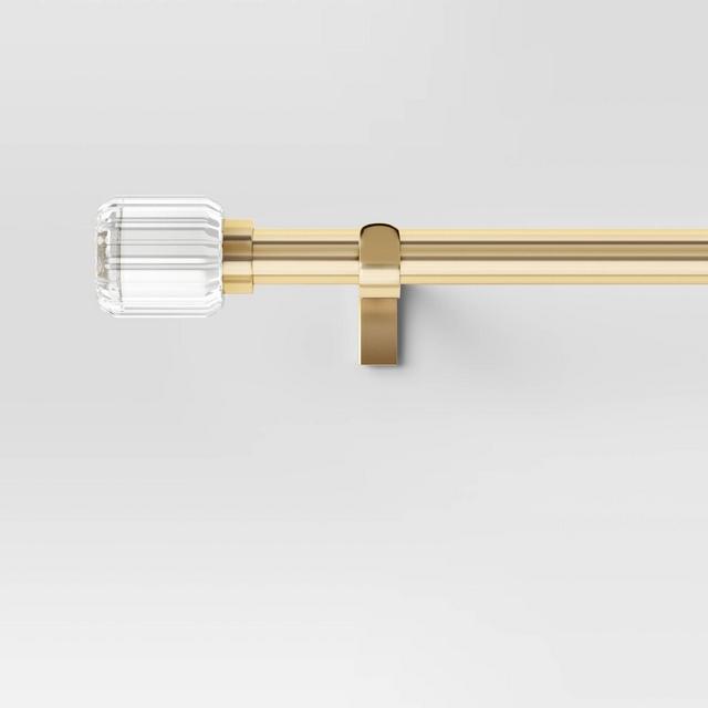 66"-120" Clear Ribbed Curtain Rod Brass - Threshold™
