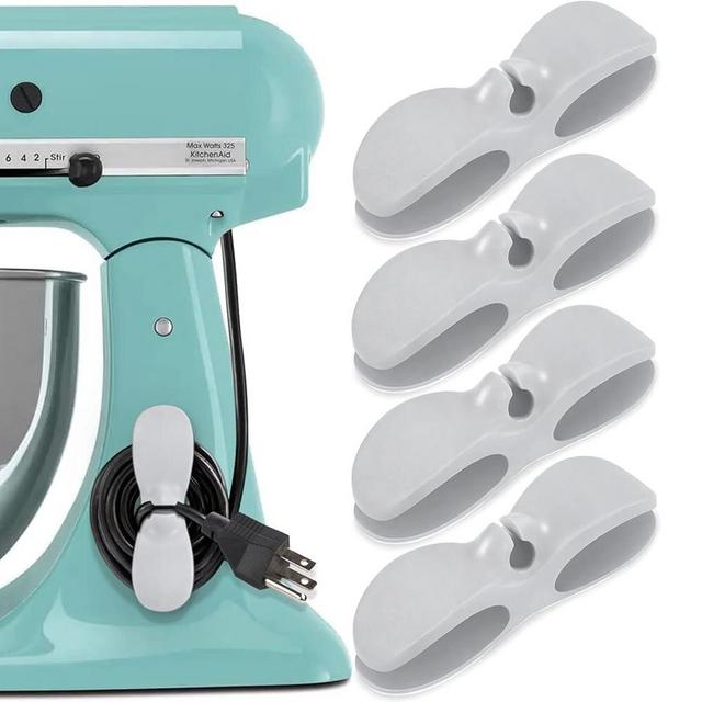 SisBroo Cord Organizer for Appliances, 4PCS Kitchen Appliance Cord Winder Cable Organizer, Cord Holder Cord Wrapper for Appliances Stick on Pressure Cooker, Mixer, Blender, Coffee Maker, Air Fryer