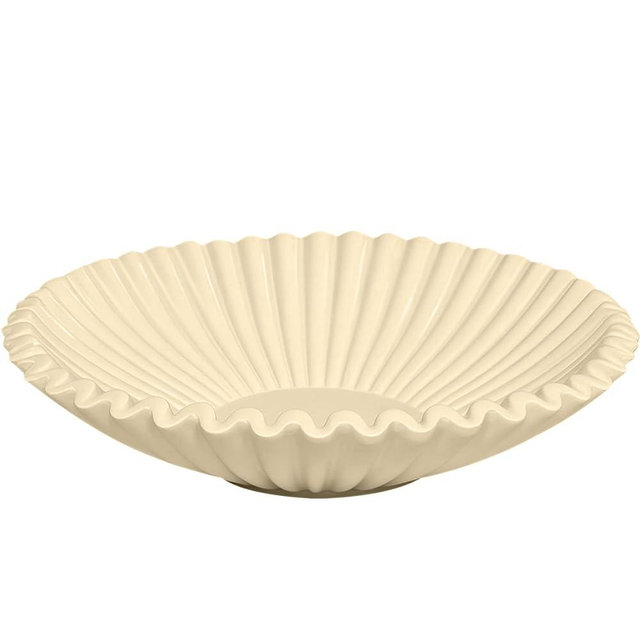OGANGART Brown Small Decorative Bowl - Stylish Resin Purse Bowls - Key Bowl for Entryway Table - Artificial Scalloped Ruffle Bowl for Display Centerpiece