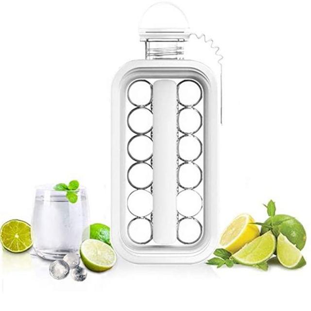 Ice Cube Trays LittleStar 2 in 1 Portable Ice Ball Maker Kettle With 17 Grids Flat Body Lid Cooling Ice Pop/Cube Molds For Hockey,Cocktail,Coffee,Whiskey,Champagne,Beer,Juice,Water