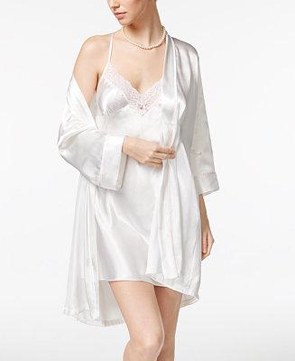 Mrs. Embroidered Wrap Robe and Chemise Nightgown Set