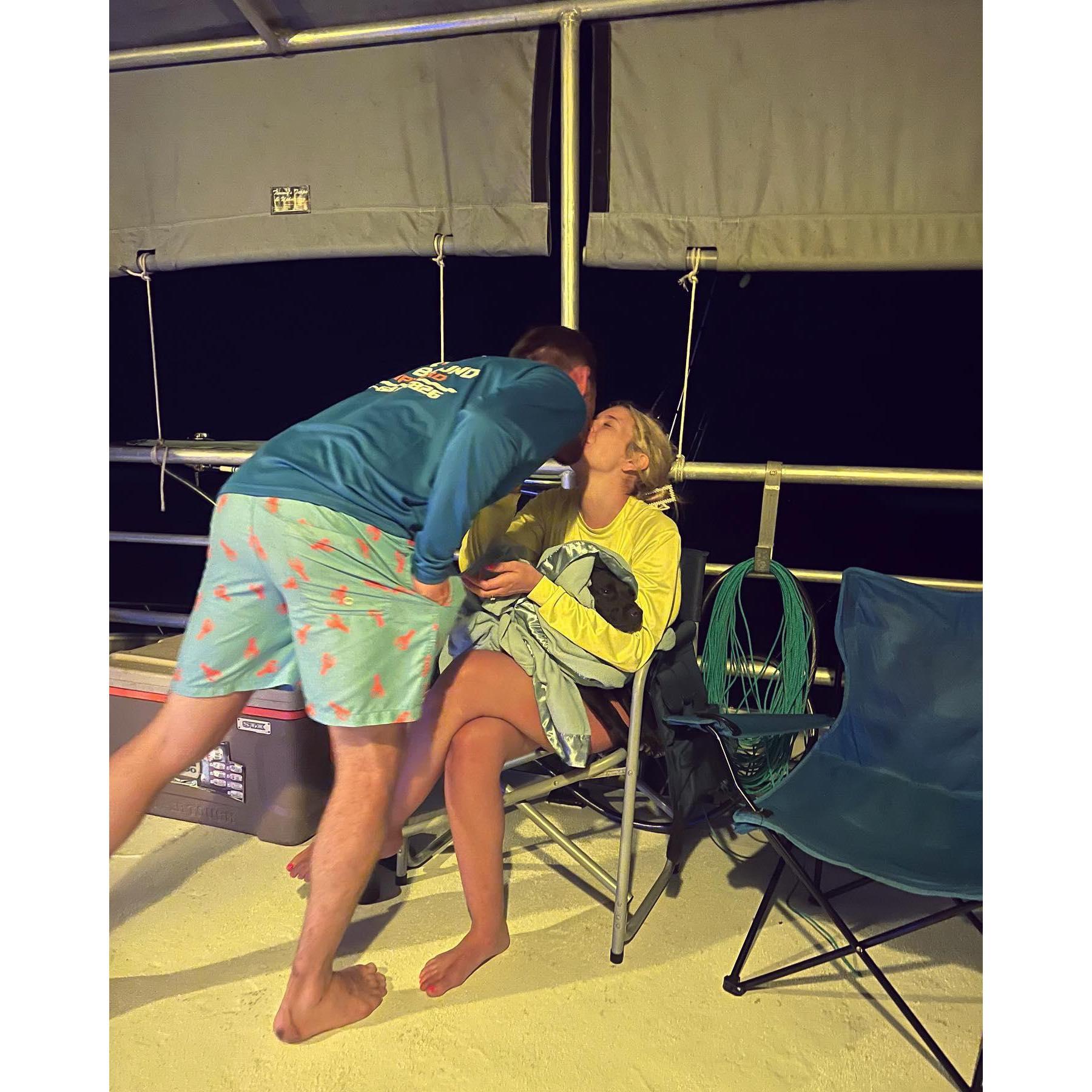 Brandon re-doing the proposal so everyone could hear him ask lol
