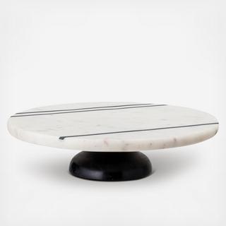 Round Marble Cutting Board with Wood Base
