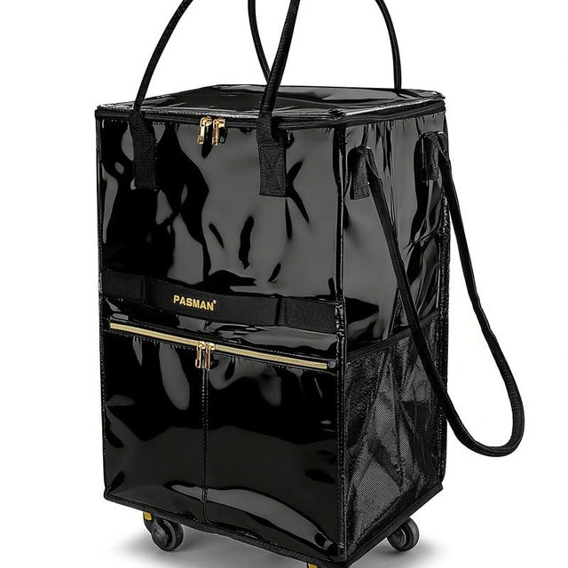 Reusable Grocery Bag on 5 Wheels, Foldable Rolling Tote Bag with Handle and Zipper Cover, Heavy Duty Shopping Cart for Laundry, Market & Travel (Black2, Large_120L)