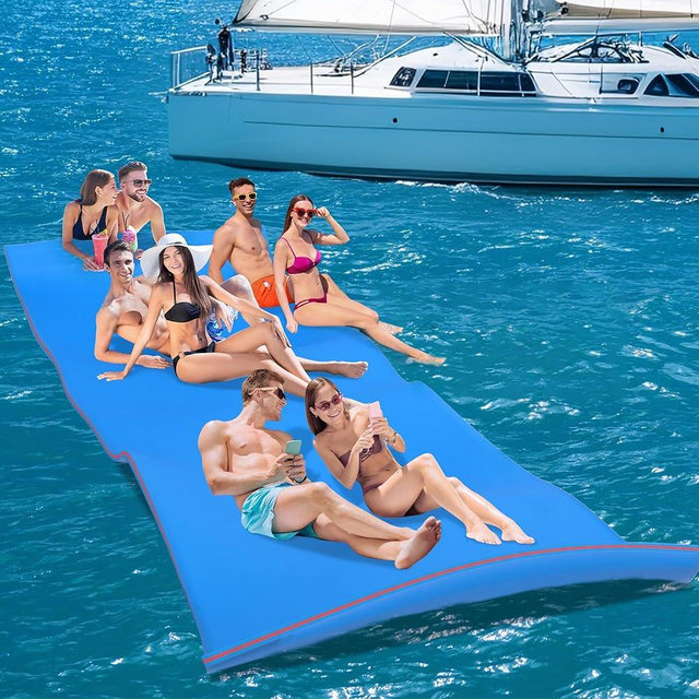 Max4out Floating Water Mat for Lake, 9/12/18 FT Lilly Pad for Adults and Kids Recreation and Relaxing, Ocean, Beach, Pool, Swimming, Sunbathing, Family Parties(Blue)