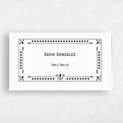 White Wedding Place Card - Augusta