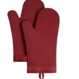 KITCHENAID Ribbed Soft Silicone Oven Mitt 2-Pack Set, 7.5"x13", Smoked Paprika