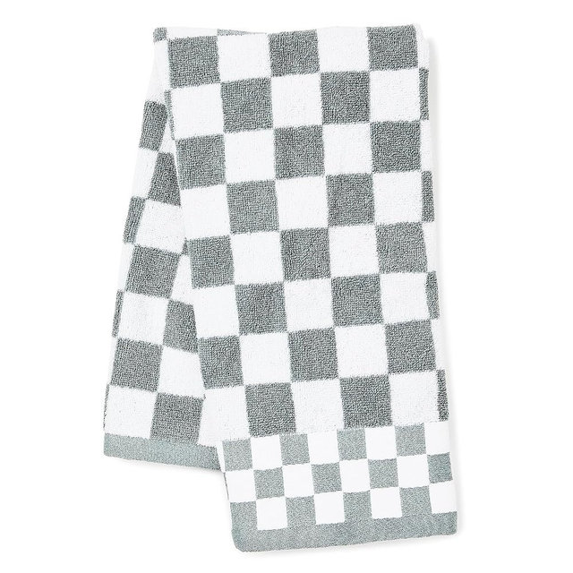 MACKENZIE-CHILDS Hand Towel, Cute Decorative Hand Towel for Bathroom and Kitchen, Gray-and-White Sterling Check