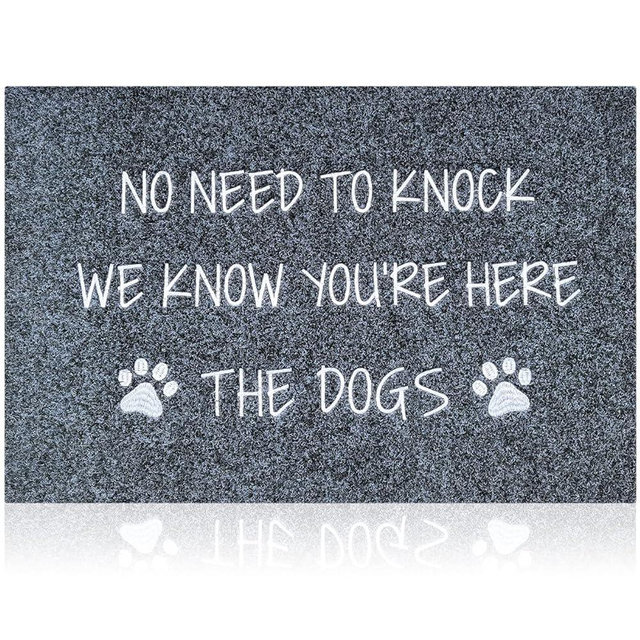 HLFMVWE Large Welcome Mat for Front Door Doormat Rubber Non Slip Backing Funny Text Doormat Indoor Door Mat Dog Mat for Entryway Front Door Porch 24x36 Gray