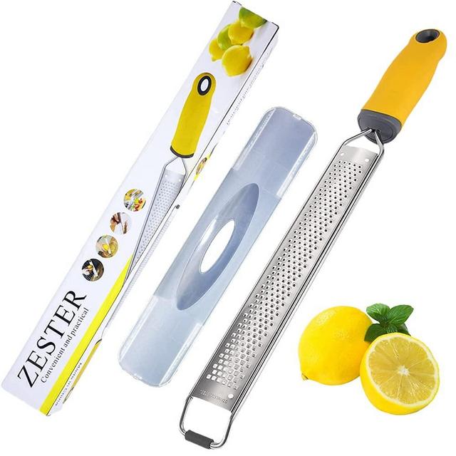 Lemon Zester & Cheese Grater—Kitchen Gadget Premium Stainless Steel Lemon Zester &Cheese/Chocolate/Fruits/Citrus Hand Zester And Grater With Stainless Steel Blade, Soft Grip Handle