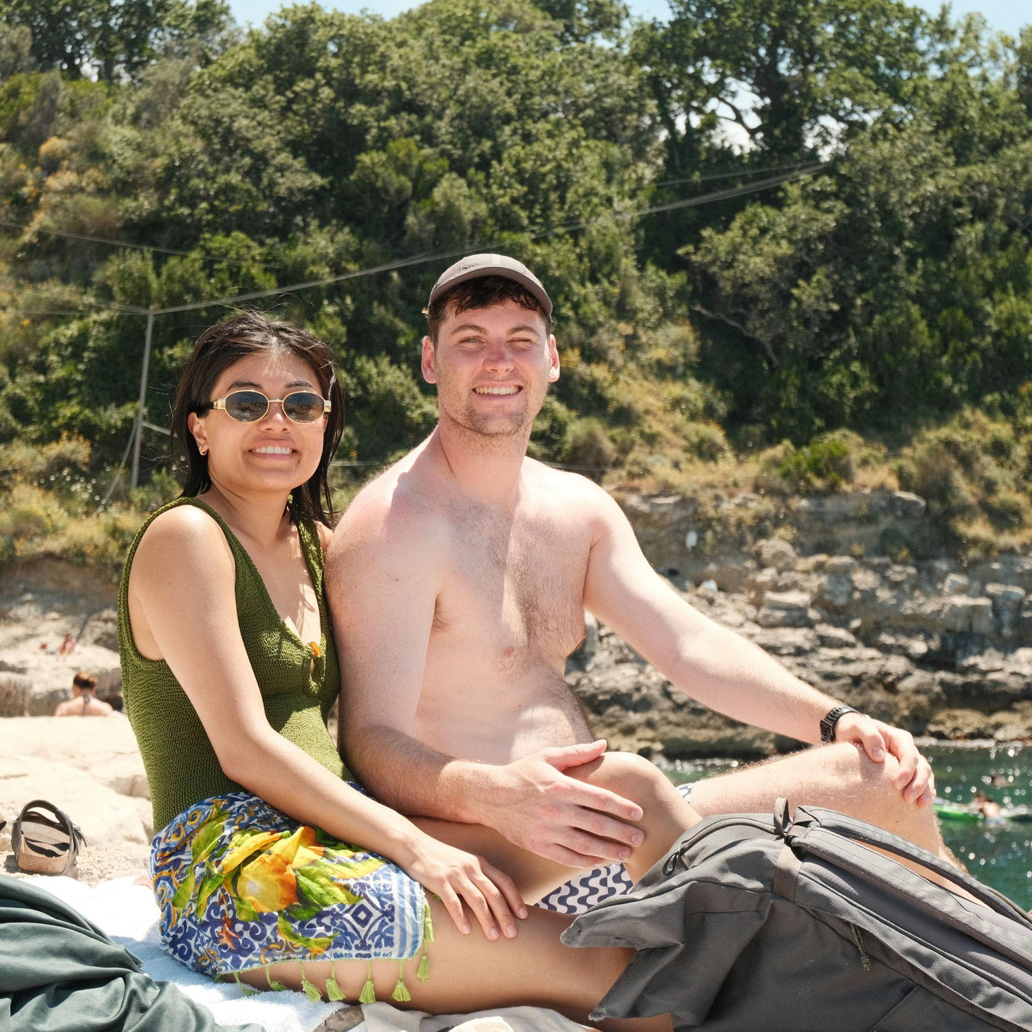 Meeting fellow travellers who snapped this photo of us in Sorrento