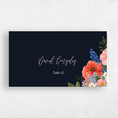 Blue Maximalist Wedding Place Card - Destin