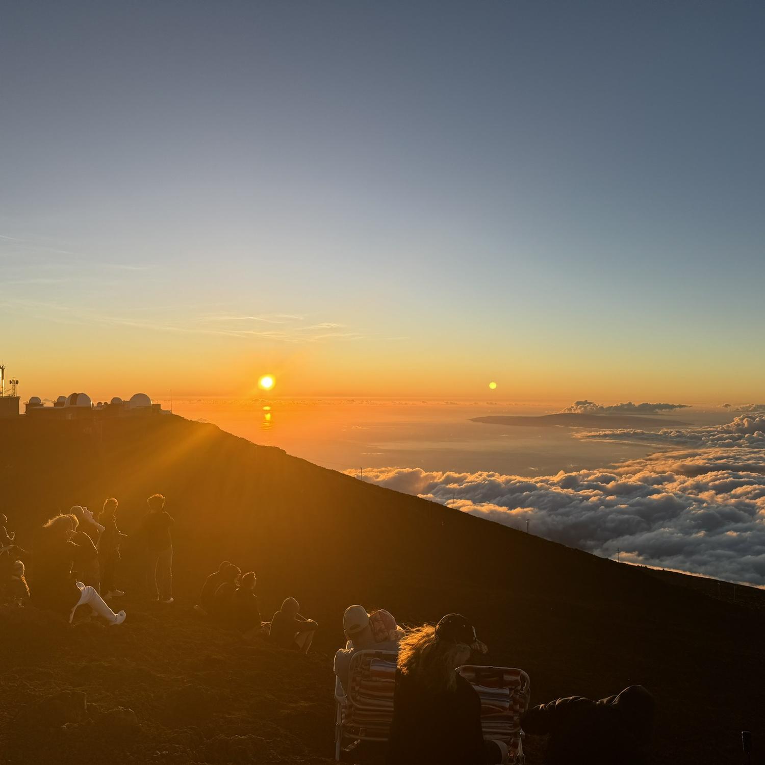Sunset view from the top of a volcano