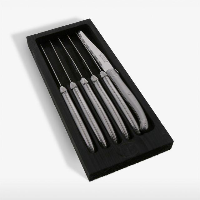 Laguiole Stainless Steel Steak Knives, Set of 6 with Black Box