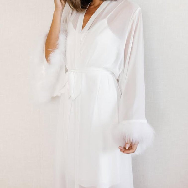 Farah Feather Bridal Robe - M