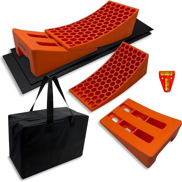 SECURITYMAN RV Leveling Ramps 2 Pack Kit - Premium Anti Slip Camper Leveler - Trailer Wheel Chocks for Dual Axle Trailers - Faster RV Leveling System Than RV Leveling Blocks | Must Have RV Accessory