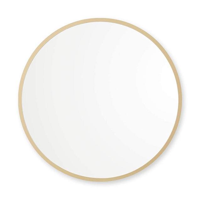 Better Bevel 24” x 24” Matte Gold Rubber Framed Round Mirror