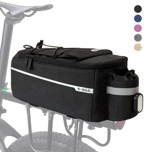 RAYMACE Bike Trunk Cooler Bag with Tail Light,Bicycle Rear Rack Bag Insulated Storage 8L,Pannier Bag