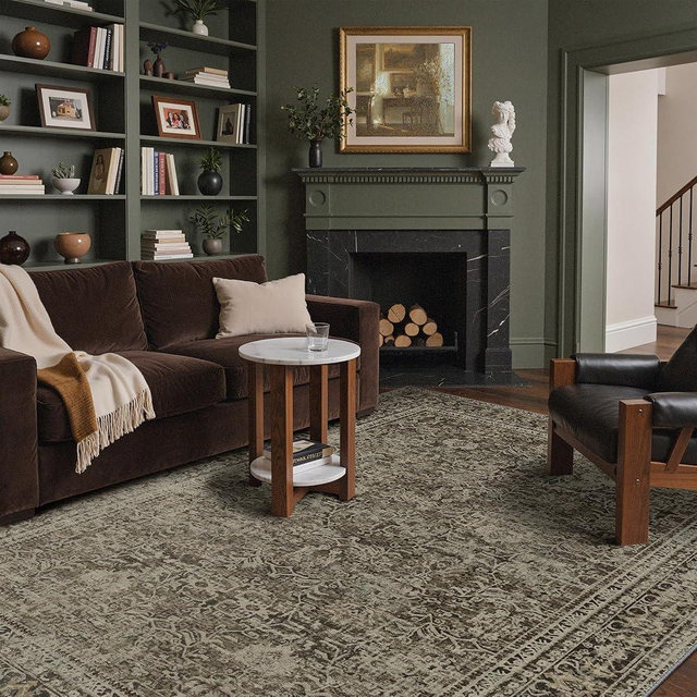 6x9 Area Rug Machine Washable Boho Rug for Living Room,Ultra-Thin Low Pile Carpet,Lightweight Indoor Printed Rug,Non Slip Floral Area Rug for Bedroom, Dining Room, Home Office,Vintage Sage Green