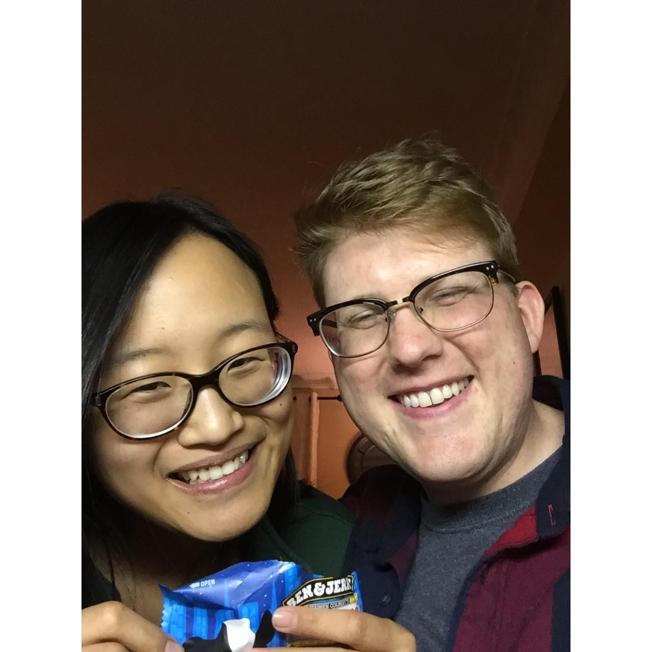We celebrated our engagement with Ben&Jerry's Ice Cream :D