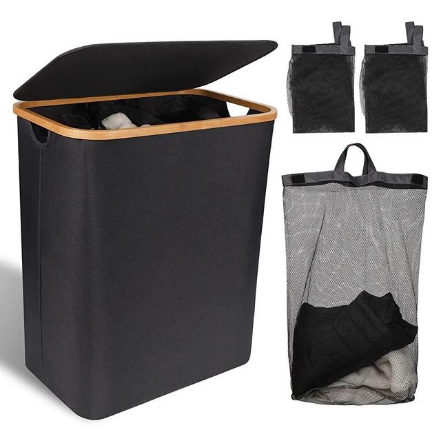zzolee - Laundry Basket 140L with Lid, Ultra Large Laundry Hamper with 3 Removable Mesh Bags, Holds Up to A Week's Worth of Clothes for Family, 22x15x26 inch