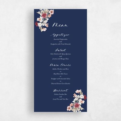 Midnight Blue Wedding Menu - Monaco