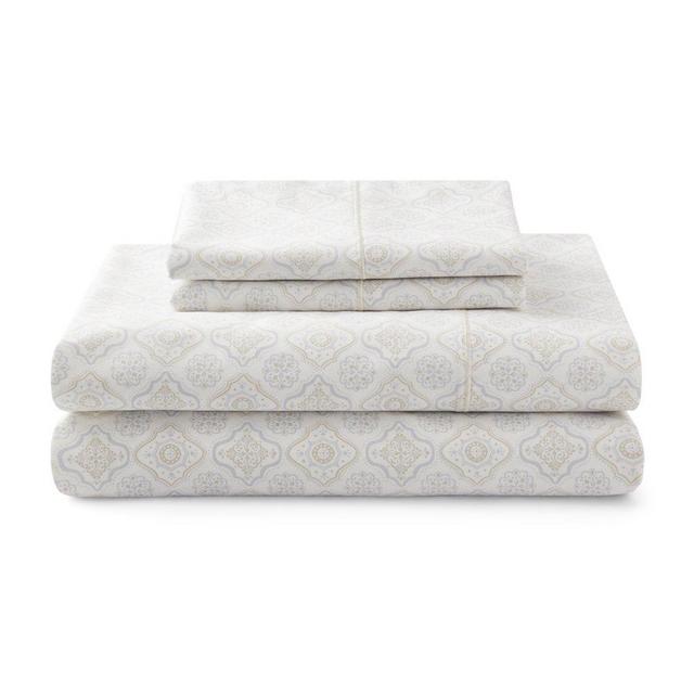 QUEEN Better Homes & Gardens 400 Thread Count Hygro Cotton Performance Bedding Sheet Set, Queen Medallion Ivory