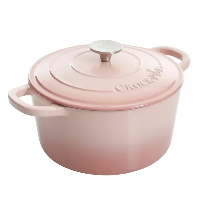 Crock Pot Artisan 5Qt Dutch Oven with Lid - Enamel - Cast Iron - Blush Pink