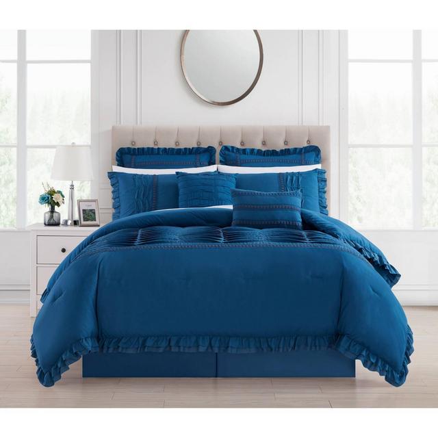 King 8pc Yvie Comforter Set Blue - Chic Home Design