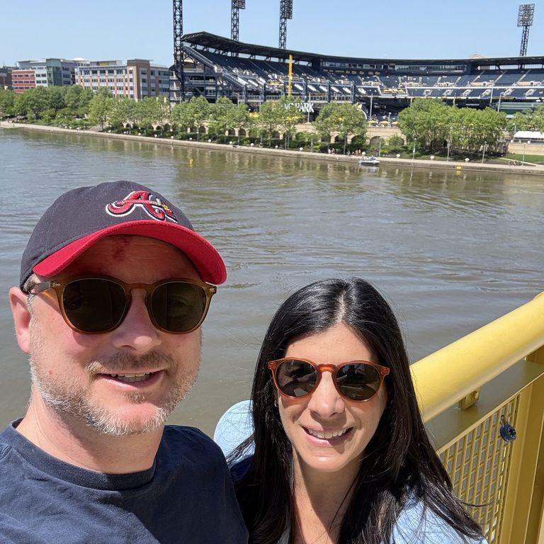 On our way to a Braves/Pirates game at PNC Park, which might have supplanted Oracle Park in SF as Mike's new favorite stadium.