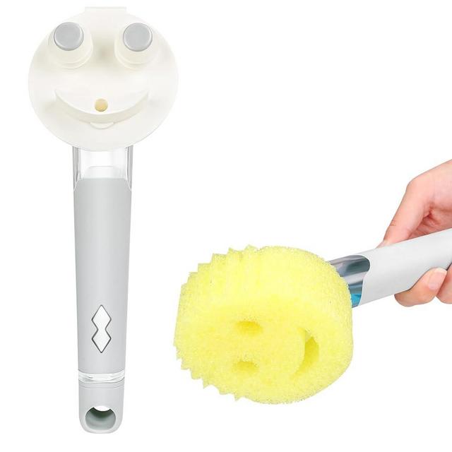 Smile Sponge Dish Wand Sponge Holder for Round Smiley Face Sponge Soap Dispensing Handle for Round Smiley Face Sponge Upgraded Design