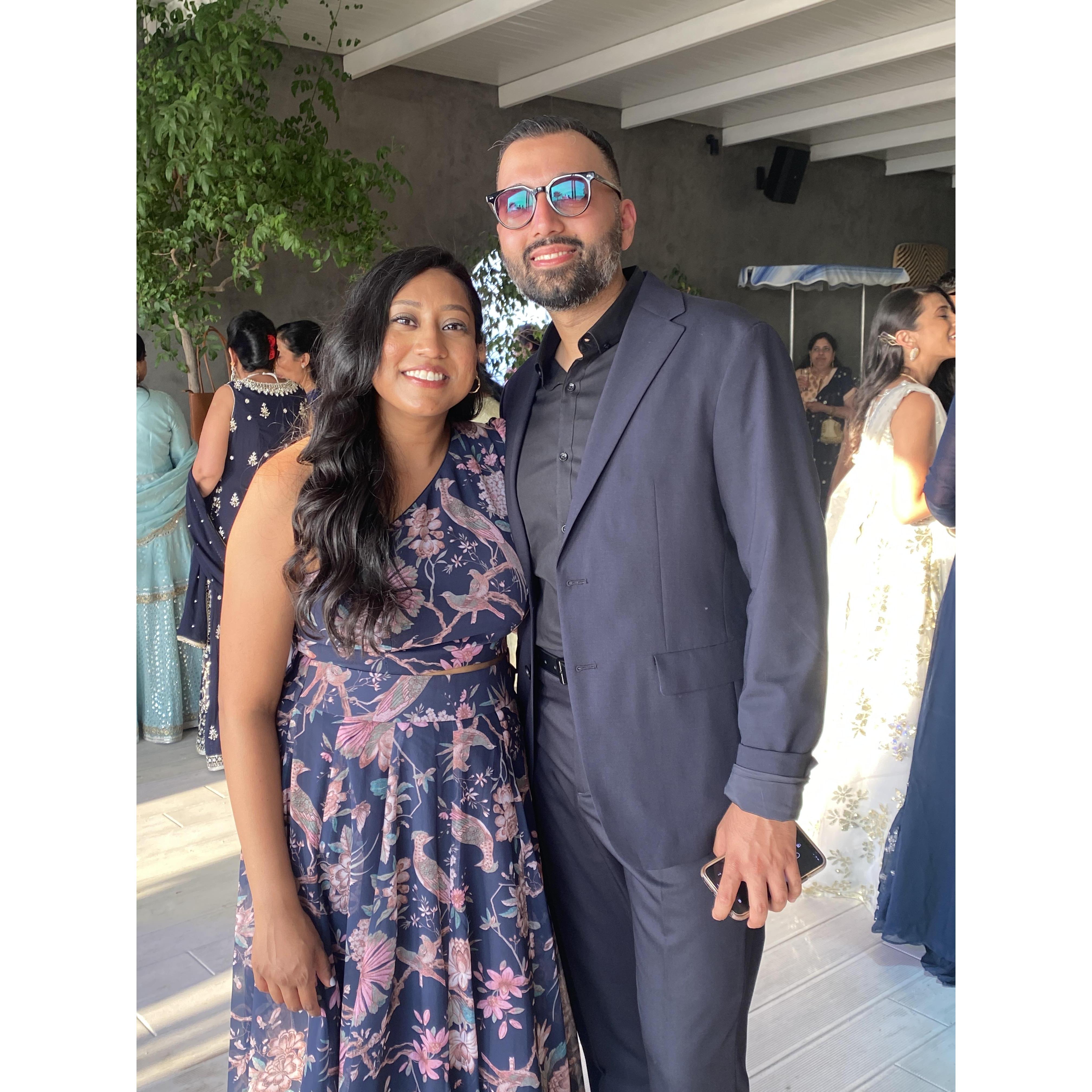 At a friend's wedding in Santorini, Greece.