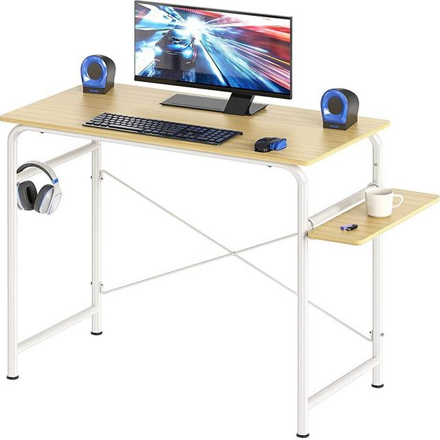 SHW Harrison 31-inch Home Computer Desk with Shelves, Oak